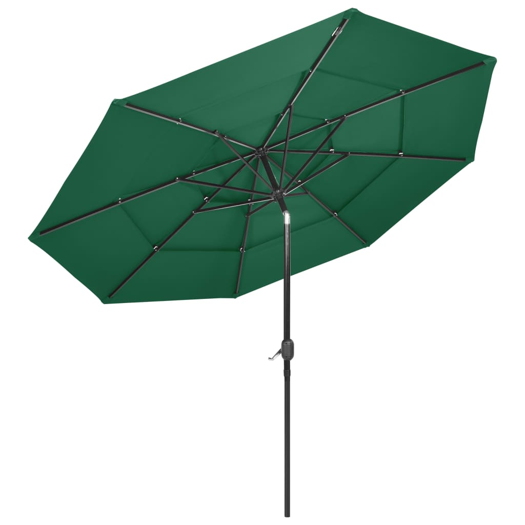 Vidaxl parasol 3 couches avec poteau en aluminium 3 m vert