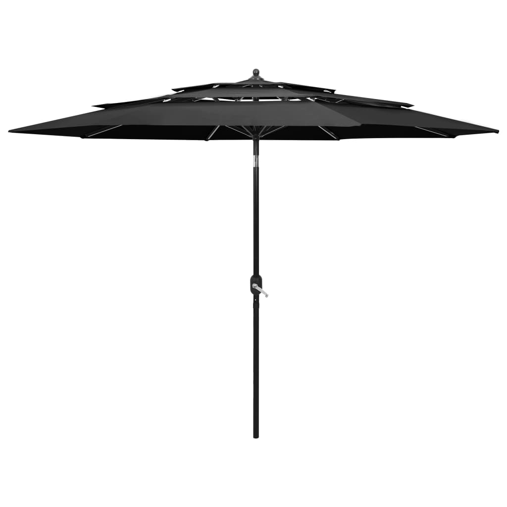 Vidaxl parasol 3 couches avec poteau en aluminium 3 m de couleur anthracite