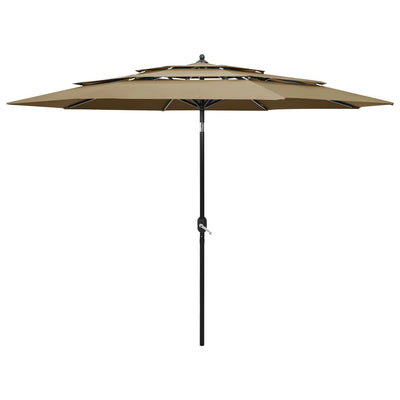Vidaxl parasol 3 couches avec poteau en aluminium 3 m taupe
