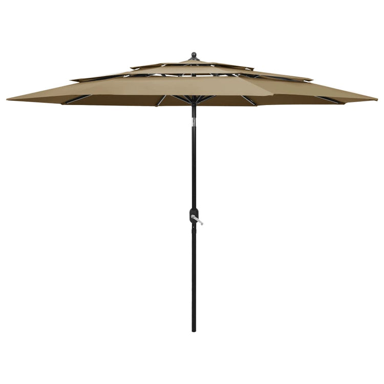 Vidaxl parasol 3 couches avec poteau en aluminium 3 m taupe