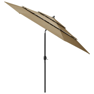 Vidaxl parasol 3 couches avec poteau en aluminium 3 m taupe