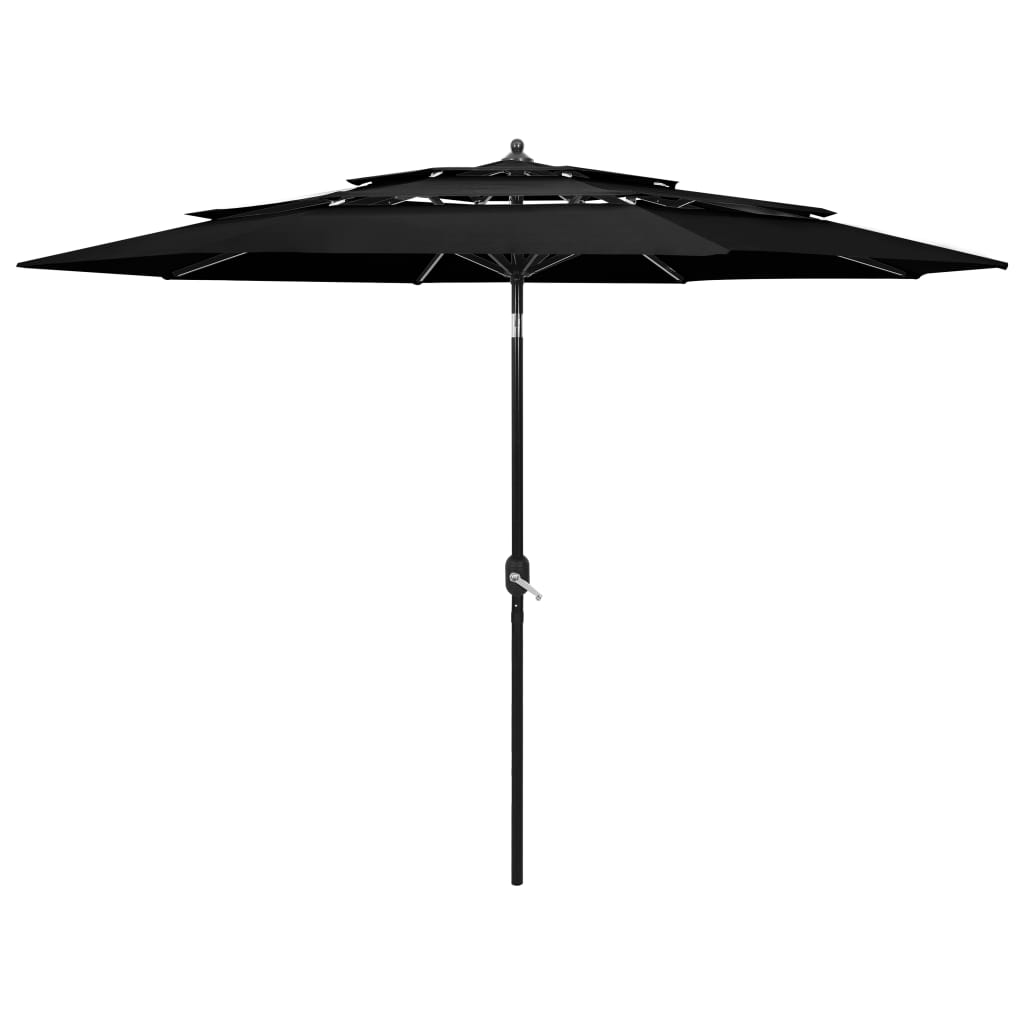 Vidaxl parasol 3 couches avec poteau en aluminium 3 m noir