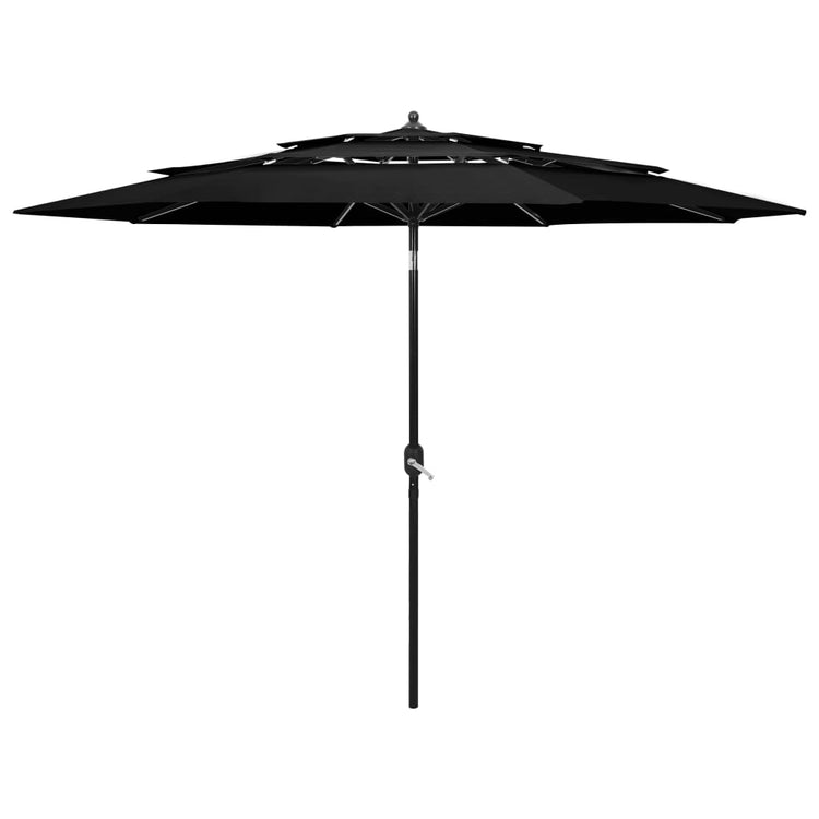 Vidaxl parasol 3 couches avec poteau en aluminium 3 m noir
