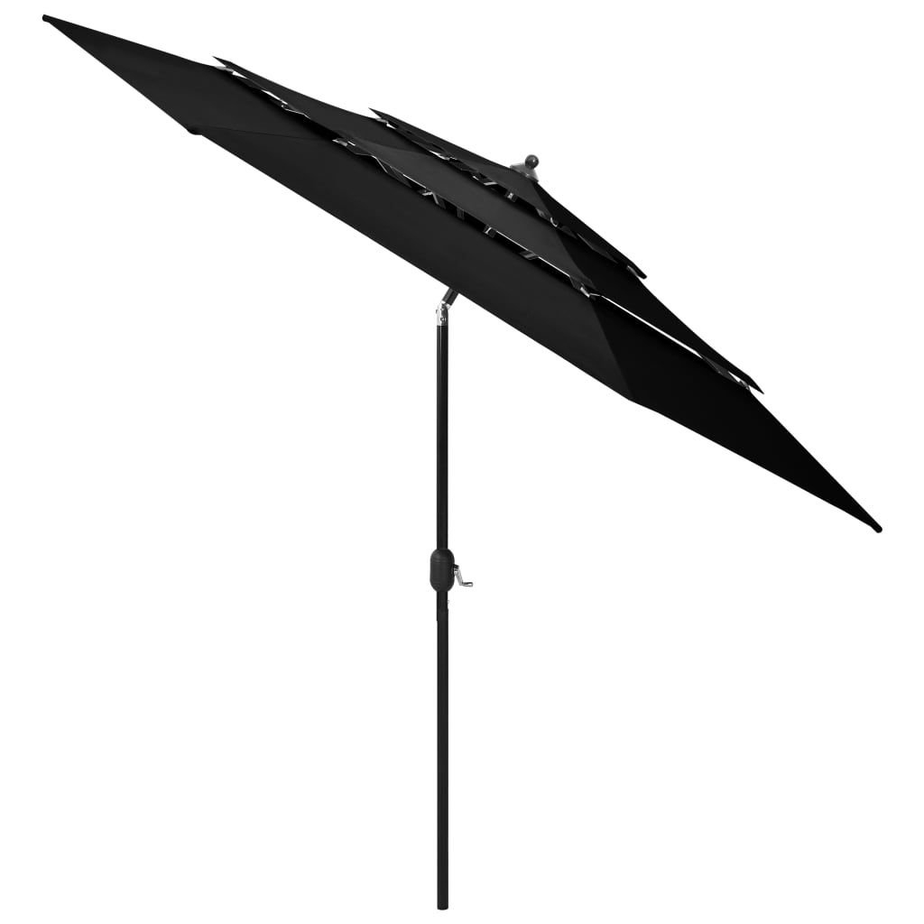 Vidaxl parasol 3 couches avec poteau en aluminium 3 m noir