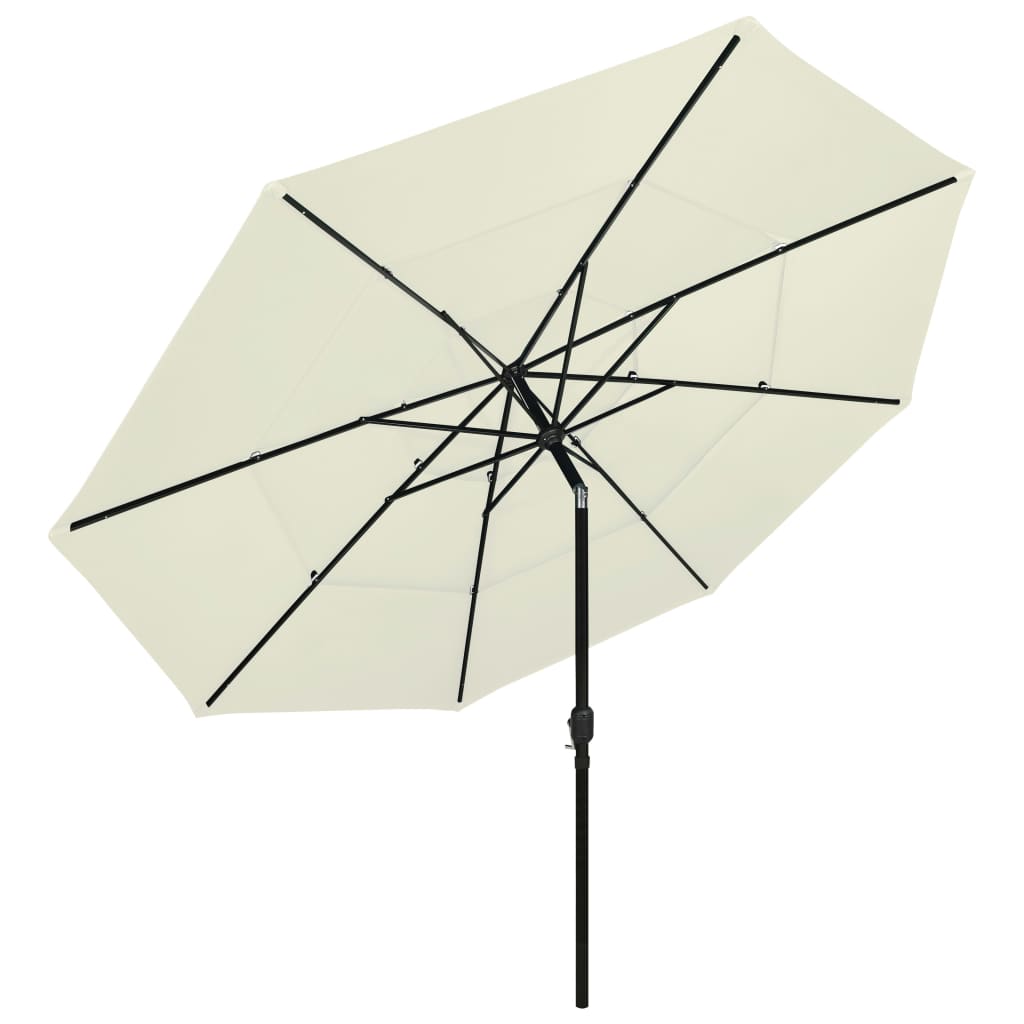 Vidaxl parasol 3 couches avec poteau en aluminium 3,5 m de sable
