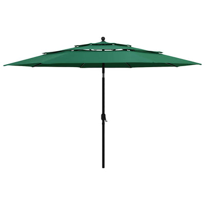 Vidaxl parasol 3 couches avec poteau en aluminium 3,5 m vert