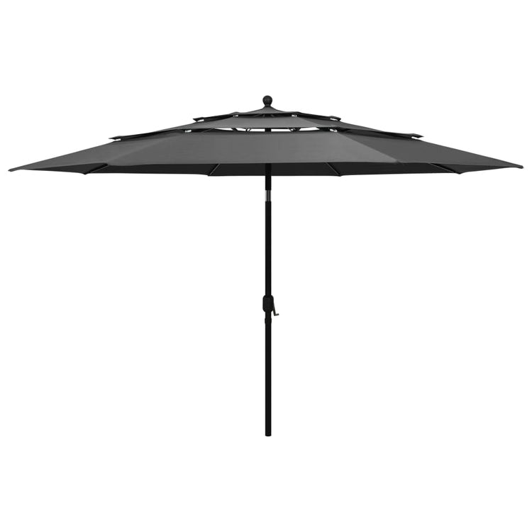 Parasol Vidaxl 3 couches avec mât en aluminium 3,5 m anthracite