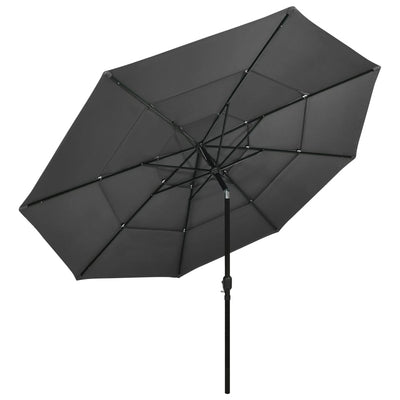 Parasol Vidaxl 3 couches avec mât en aluminium 3,5 m anthracite