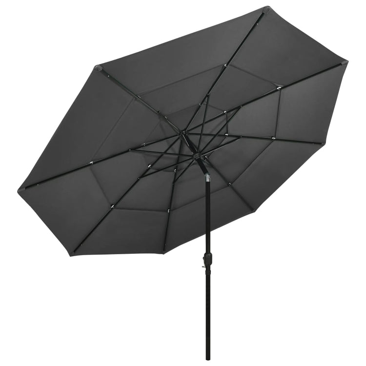 Parasol Vidaxl 3 couches avec mât en aluminium 3,5 m anthracite