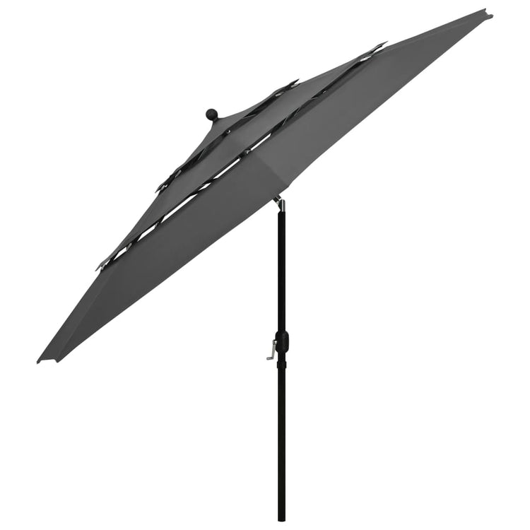 Parasol Vidaxl 3 couches avec mât en aluminium 3,5 m anthracite