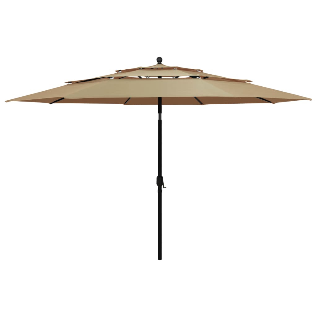 Vidaxl parasol 3 couches avec poteau en aluminium 3,5 m taupe
