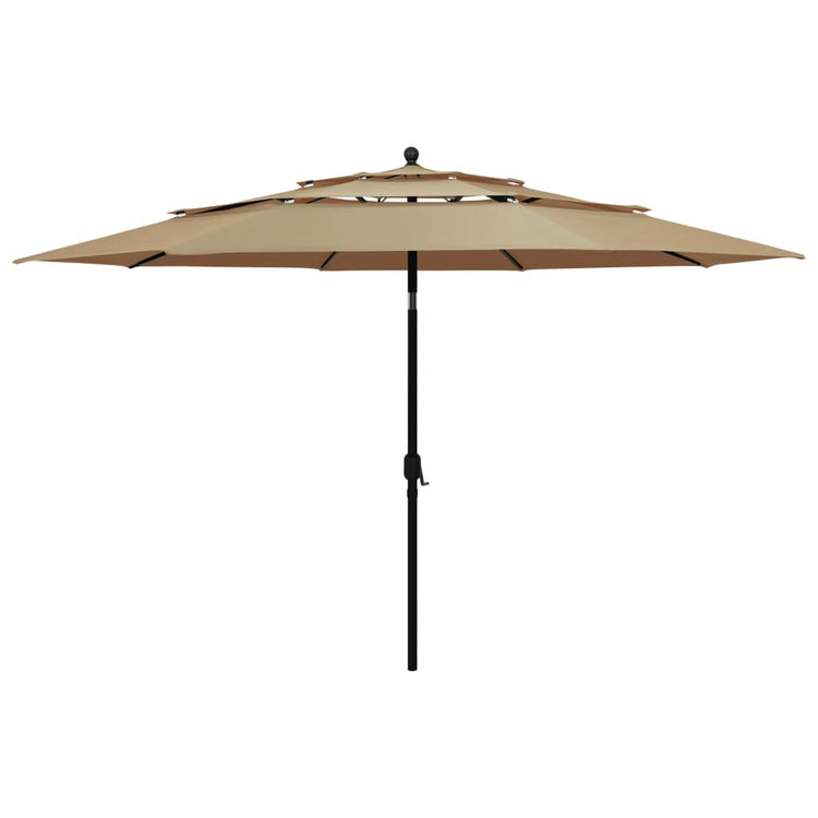 Vidaxl parasol 3 couches avec poteau en aluminium 3,5 m taupe
