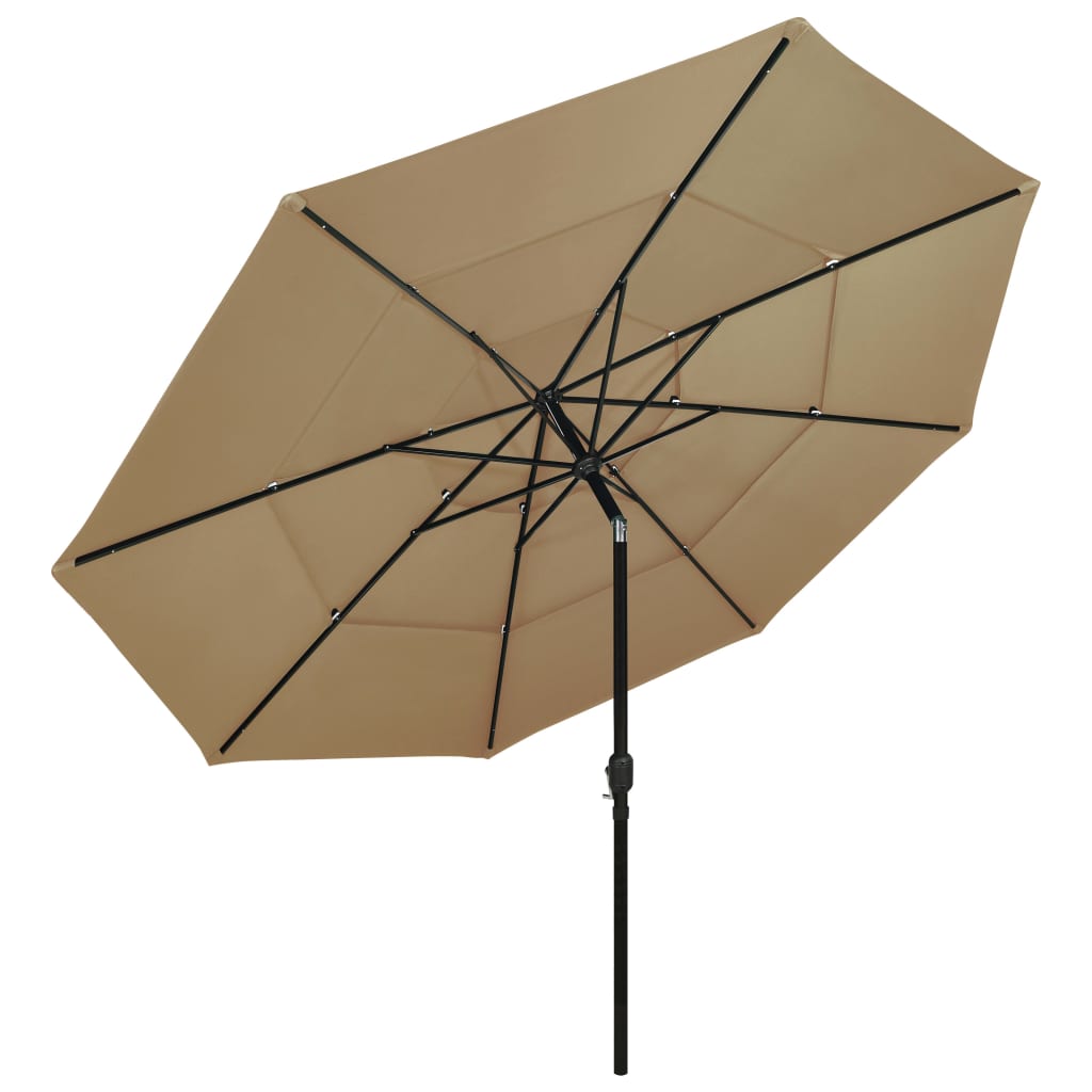 Vidaxl parasol 3 couches avec poteau en aluminium 3,5 m taupe