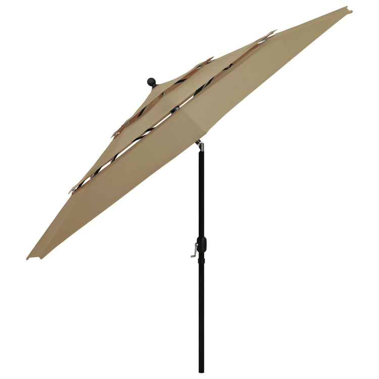 Vidaxl parasol 3 couches avec poteau en aluminium 3,5 m taupe