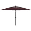 Vidaxl parasol 3 couches avec poteau en aluminium 3,5 m bordeaux rouge