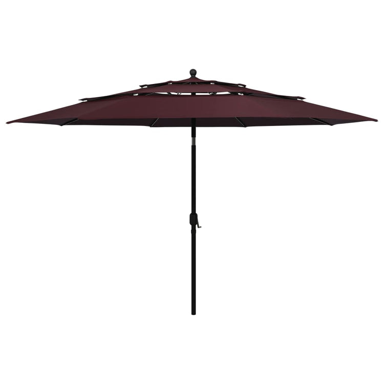 Vidaxl parasol 3 couches avec poteau en aluminium 3,5 m bordeaux rouge