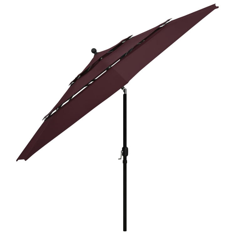Vidaxl parasol 3 couches avec poteau en aluminium 3,5 m bordeaux rouge