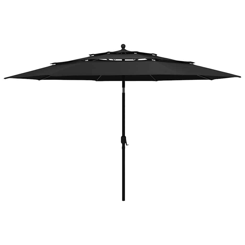 Vidaxl parasol 3 couches avec mât en aluminium 3,5 m noir
