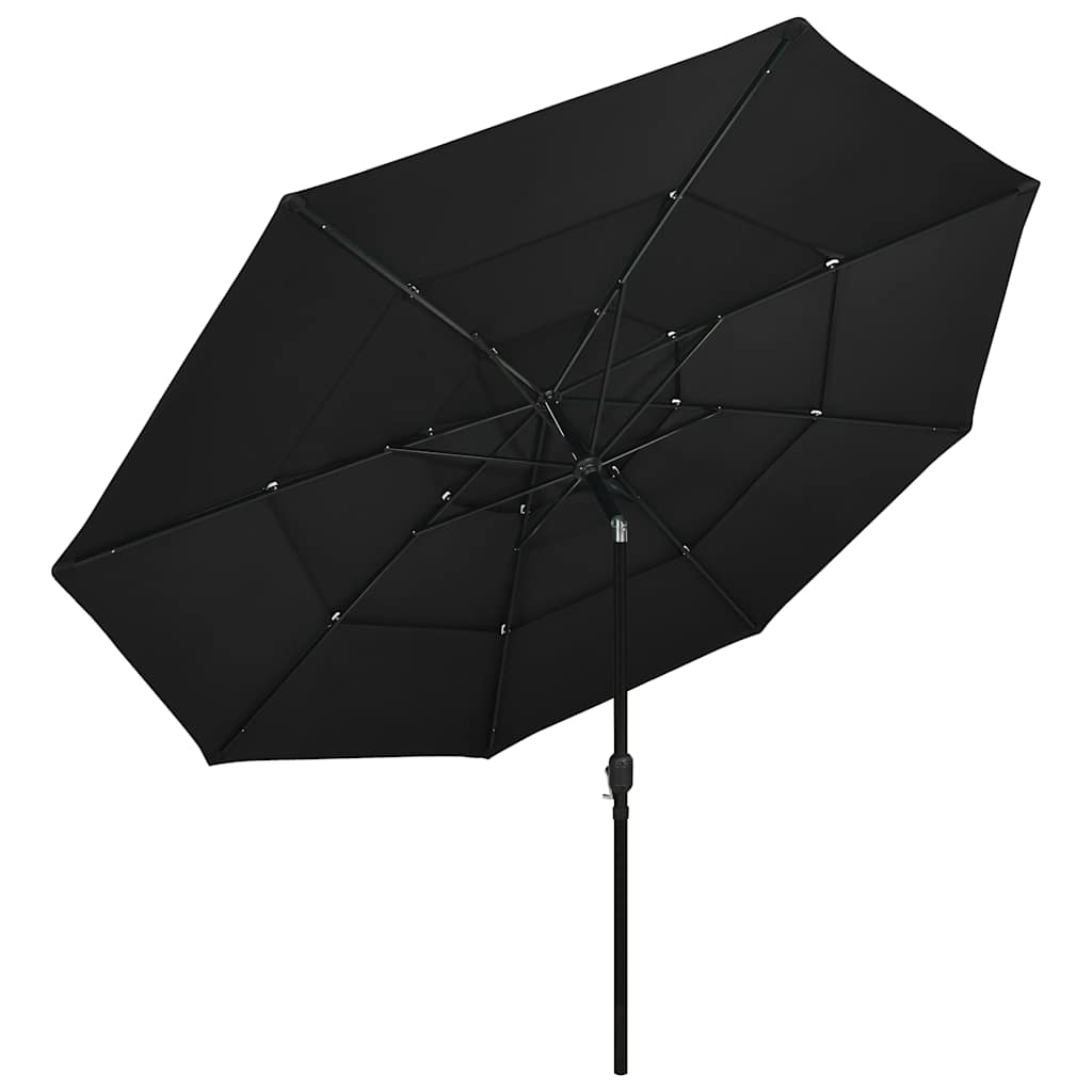 Vidaxl parasol 3 couches avec mât en aluminium 3,5 m noir