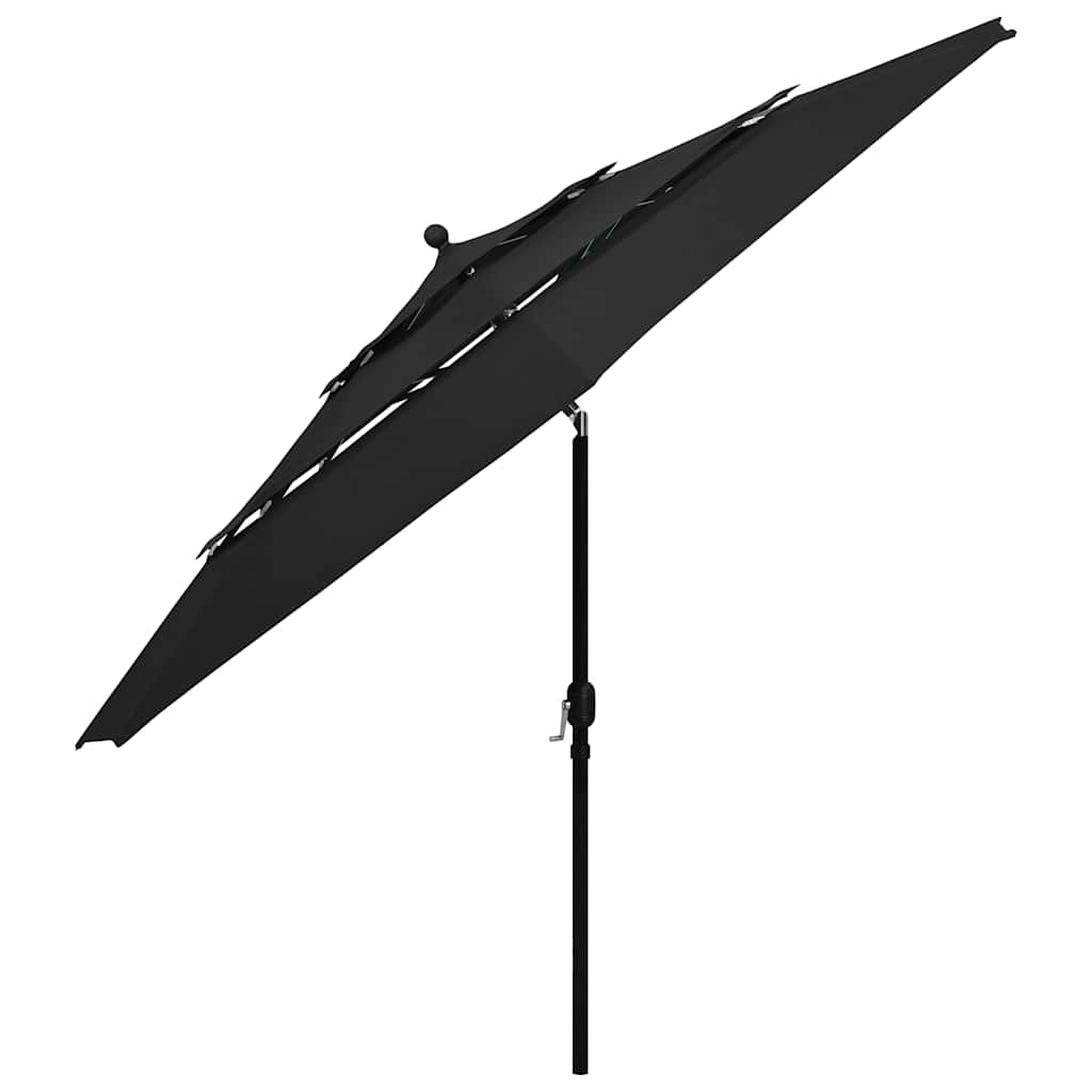 Vidaxl parasol 3 couches avec mât en aluminium 3,5 m noir