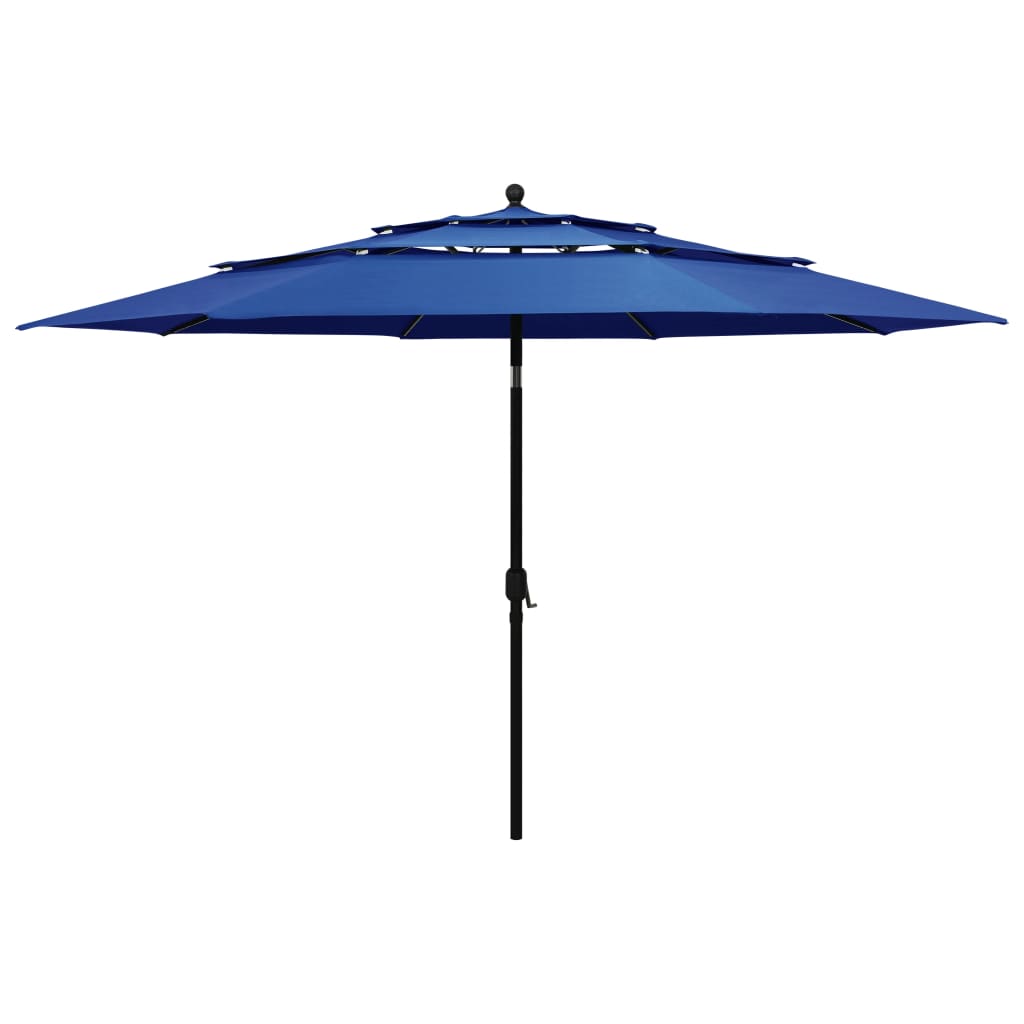 Vidaxl parasol 3 couches avec poteau en aluminium 3,5 m azure bleu