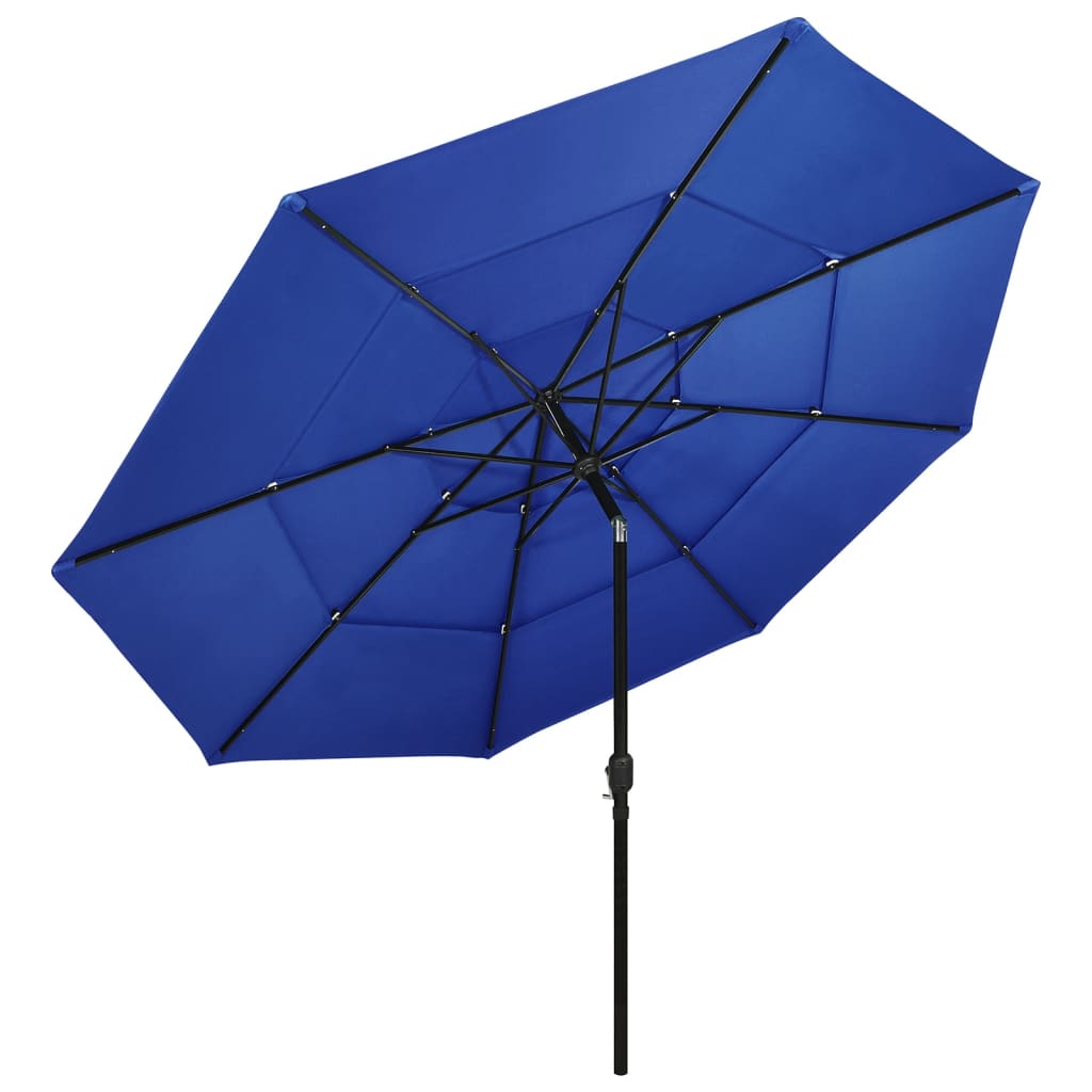 Vidaxl parasol 3 couches avec poteau en aluminium 3,5 m azure bleu