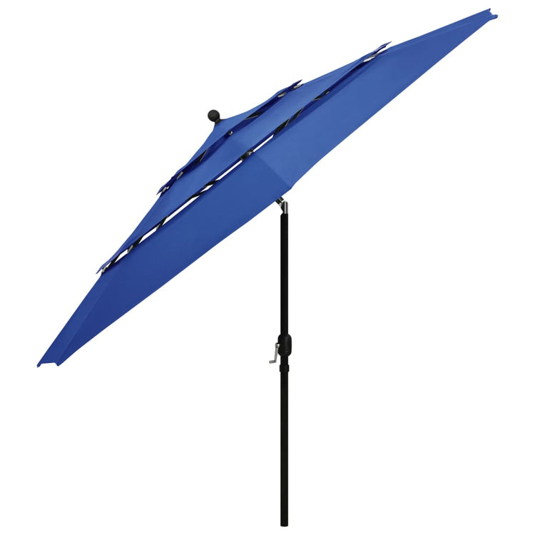 Vidaxl parasol 3 couches avec poteau en aluminium 3,5 m azure bleu