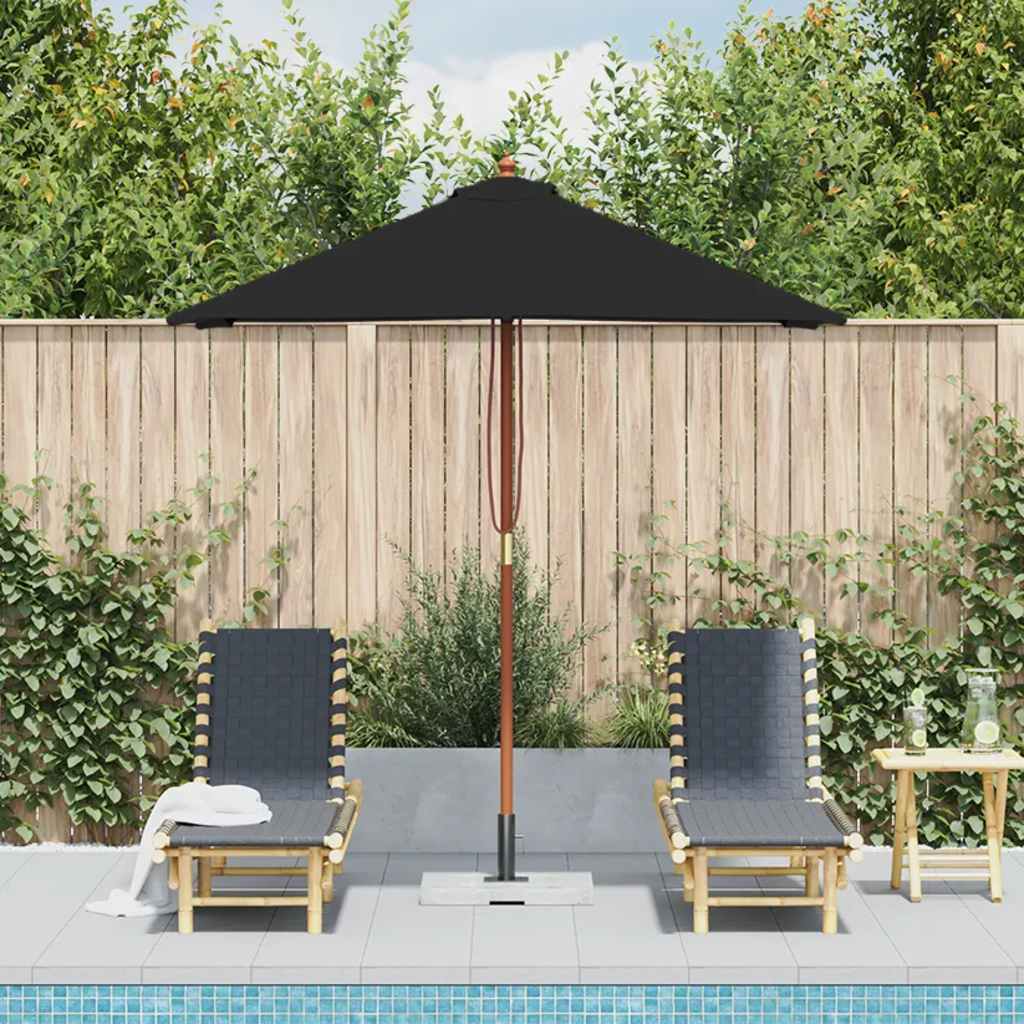 Parasol vidaxl avec poteau en bois 150x200 cm noir