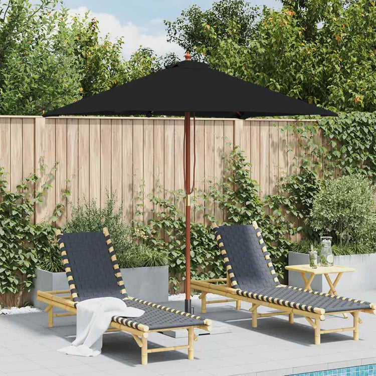 Parasol vidaxl avec poteau en bois 150x200 cm noir