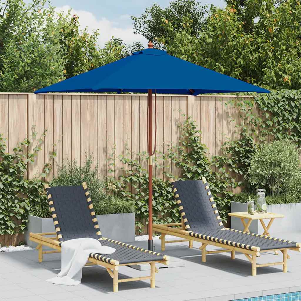 Vidaxl parasol avec poteau en bois 150x200 cm bleu