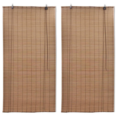 Stores à rouleaux vidaxl 2 ST 150x220 cm en brun bambou