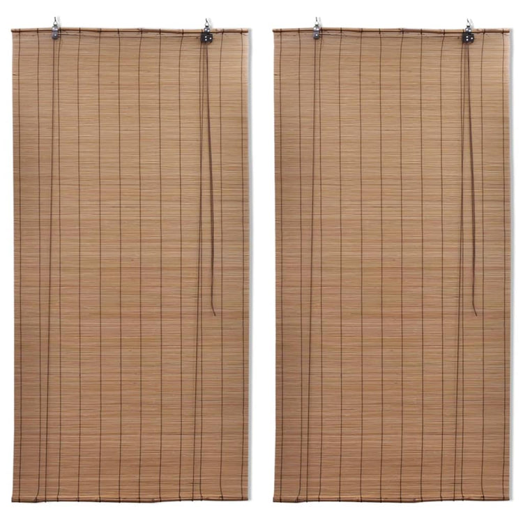 Stores à rouleaux vidaxl 2 ST 150x220 cm en brun bambou