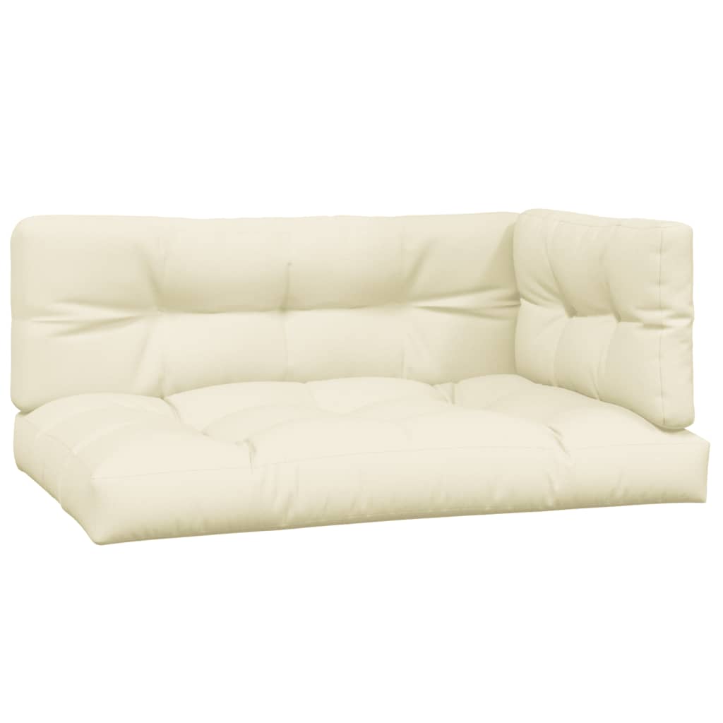 Coussins de palette vidaxl 3 st tissu crème -colored