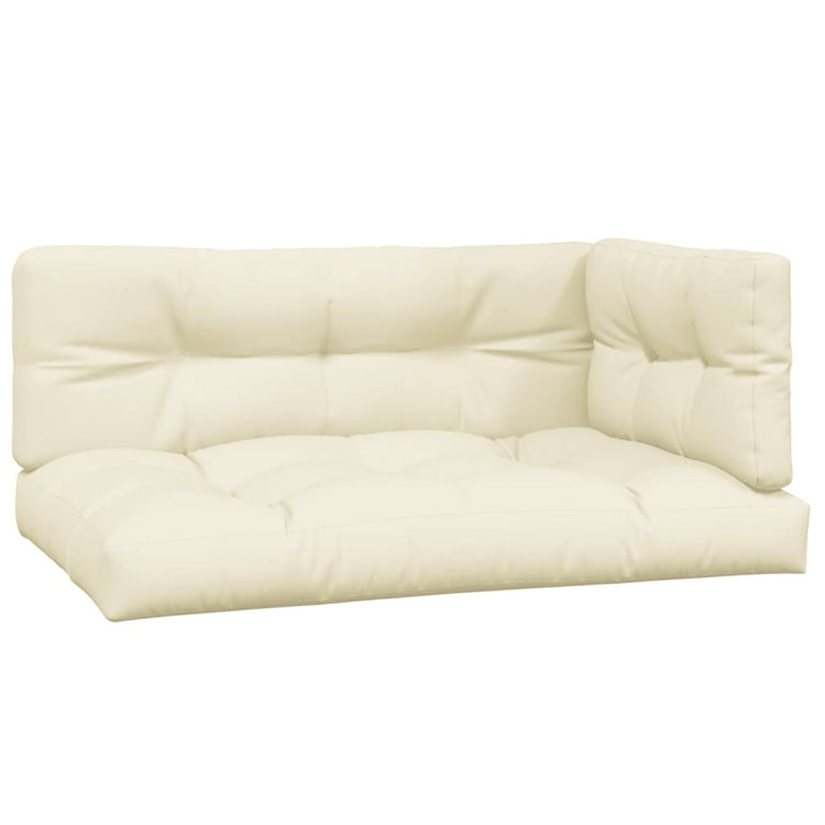 Coussins de palette vidaxl 3 st tissu crème -colored