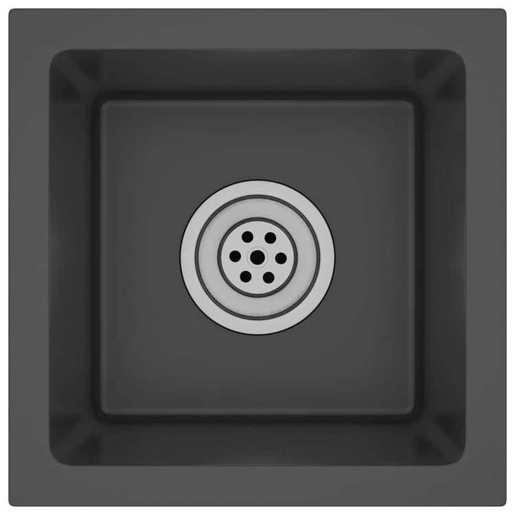 Puits vidaxl à la main en acier inoxydable noir