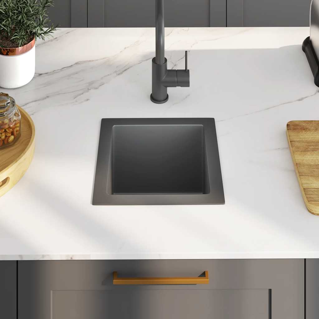 Puits vidaxl à la main en acier inoxydable noir