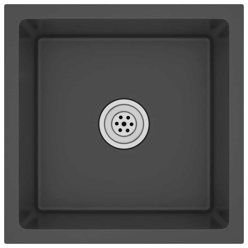 Puits vidaxl à la main en acier inoxydable noir