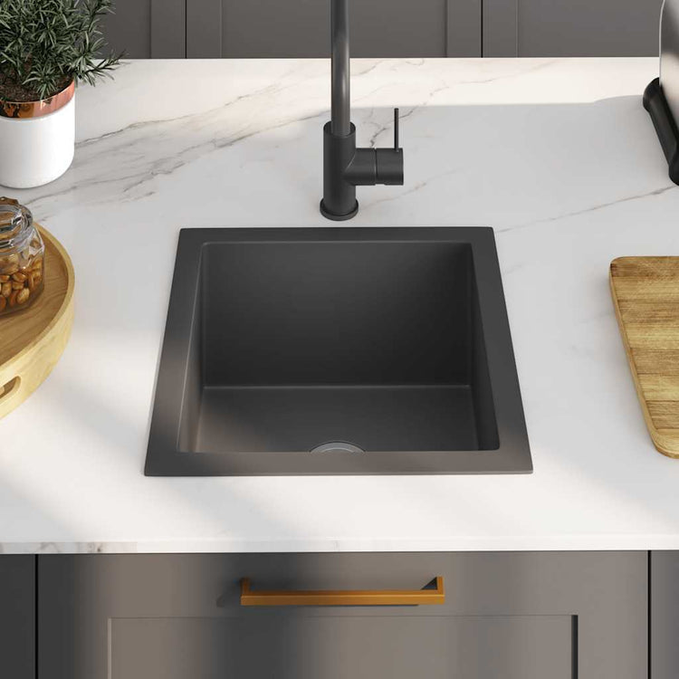 Puits vidaxl à la main en acier inoxydable noir