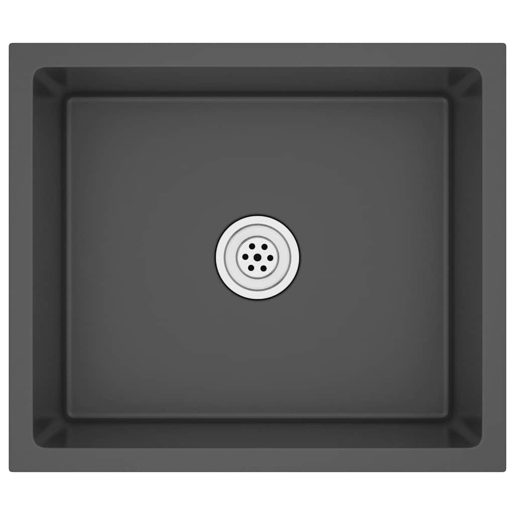 Puits vidaxl à la main en acier inoxydable noir