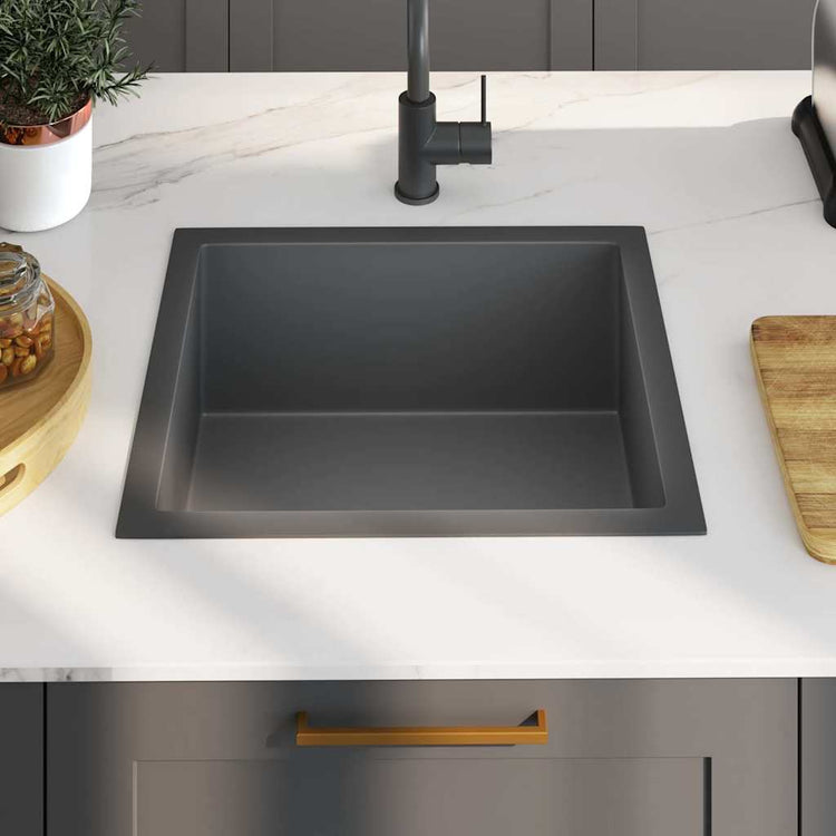 Puits vidaxl à la main en acier inoxydable noir