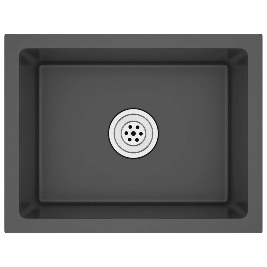Puits vidaxl à la main en acier inoxydable noir