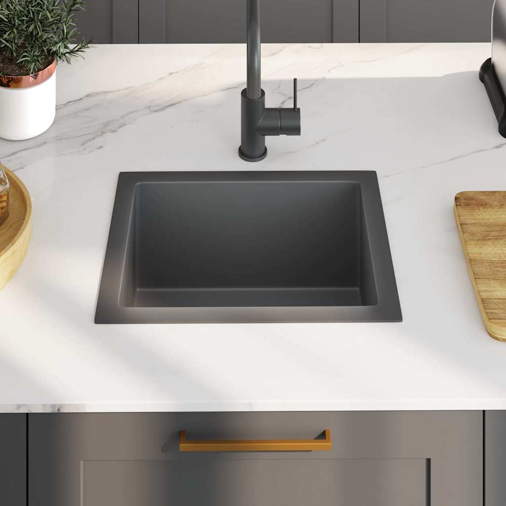 Puits vidaxl à la main en acier inoxydable noir