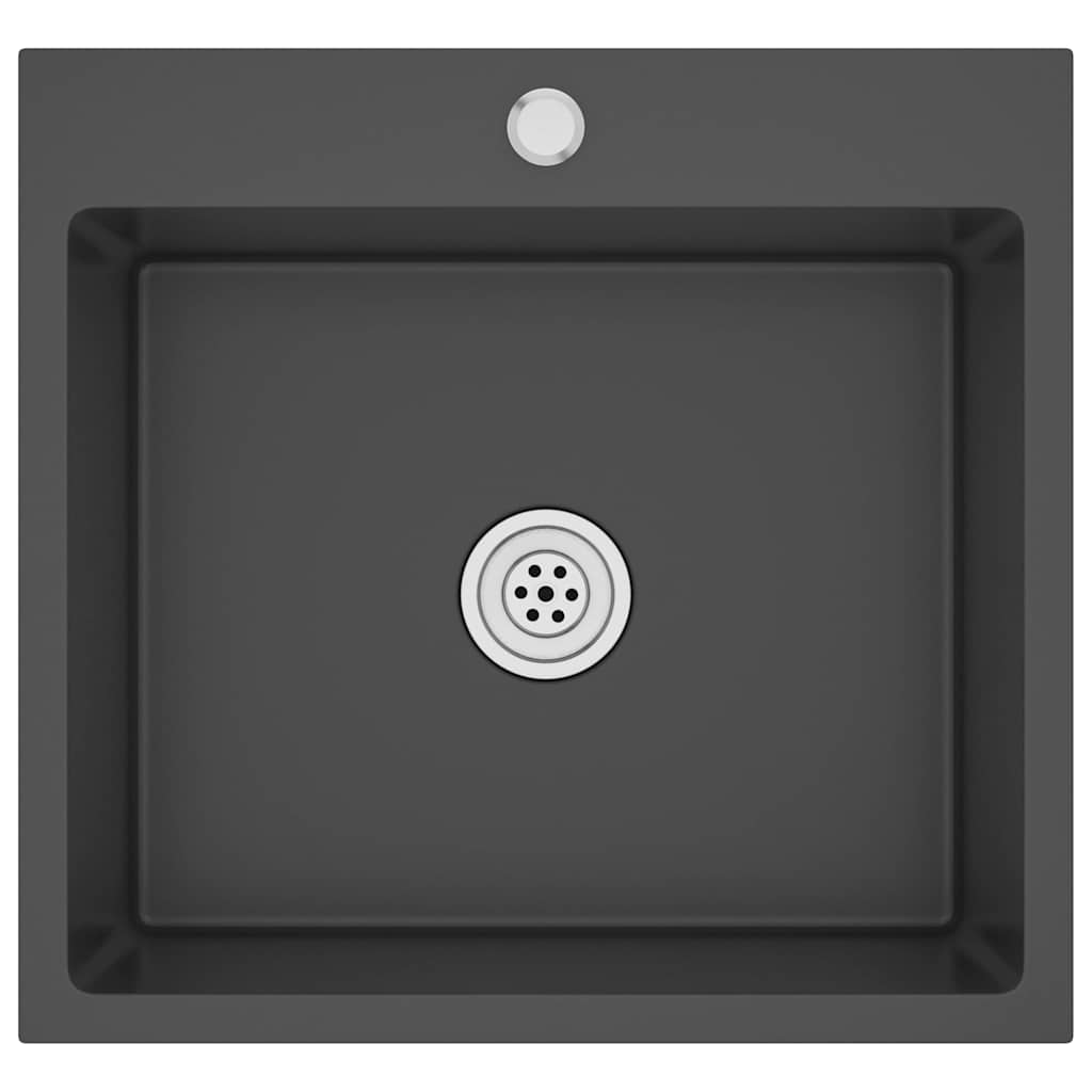 Puits vidaxl à la main en acier inoxydable noir