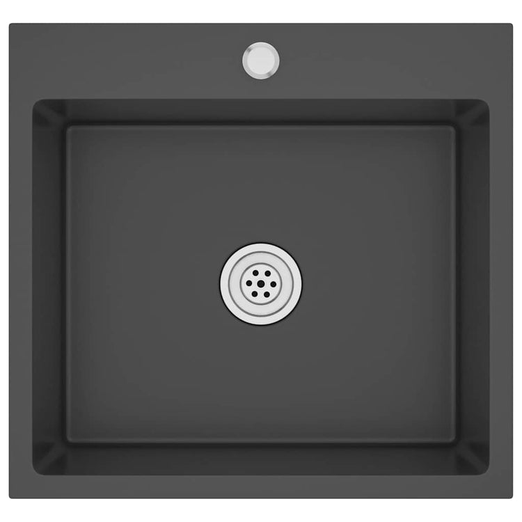 Puits vidaxl à la main en acier inoxydable noir