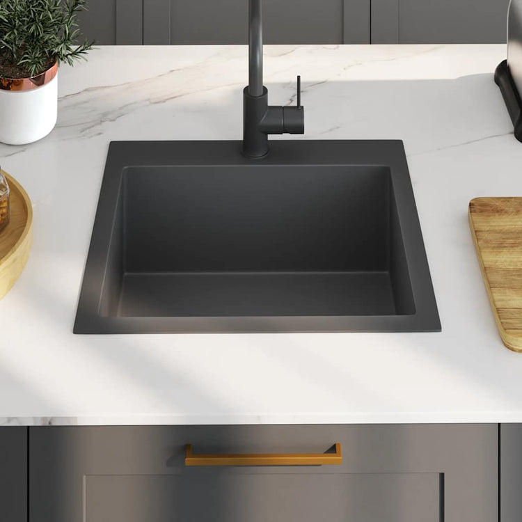 Puits vidaxl à la main en acier inoxydable noir