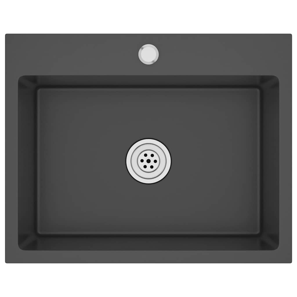 Puits vidaxl à la main en acier inoxydable noir