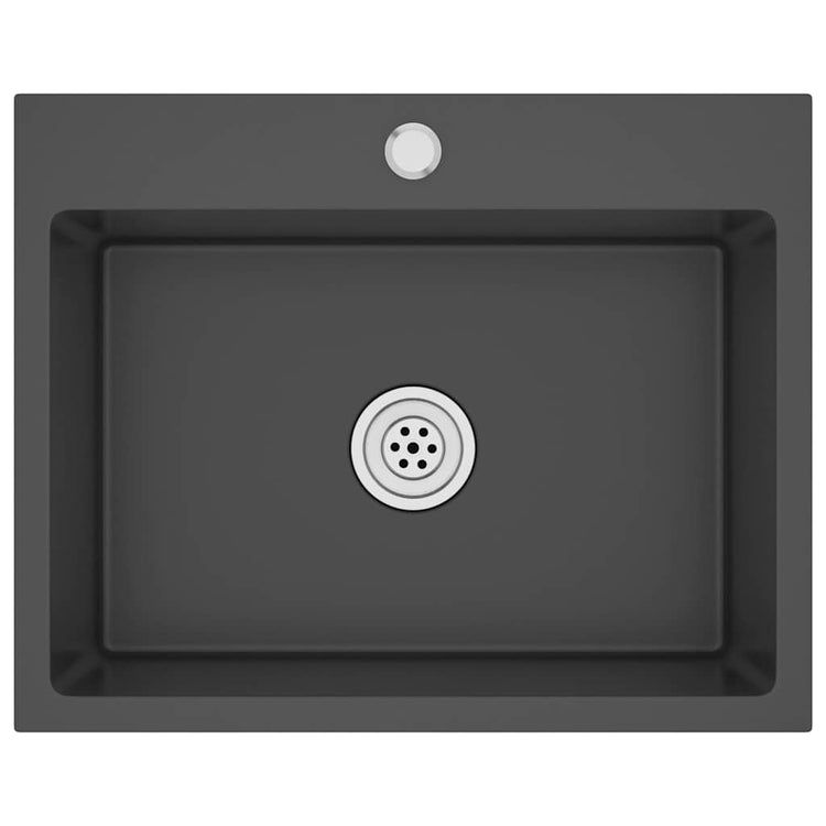 Puits vidaxl à la main en acier inoxydable noir