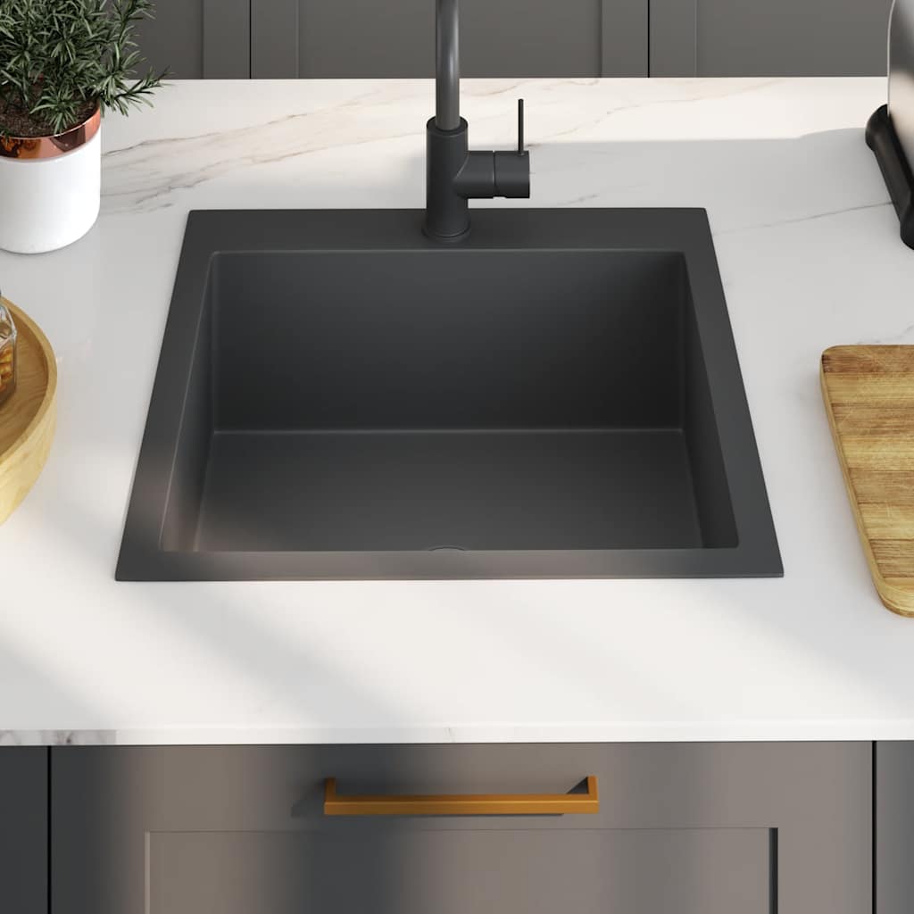 Puits vidaxl à la main en acier inoxydable noir