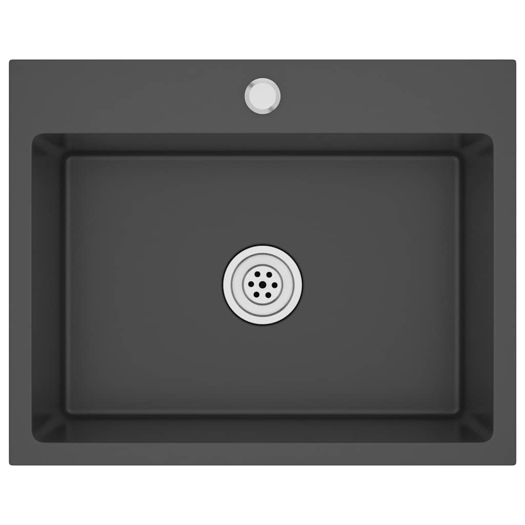Puits vidaxl à la main en acier inoxydable noir
