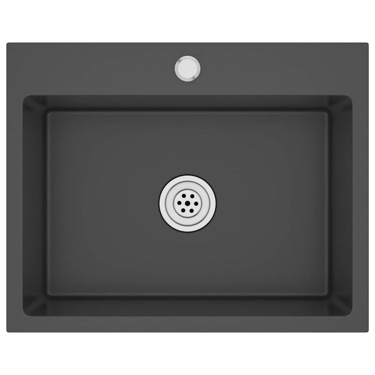 Puits vidaxl à la main en acier inoxydable noir